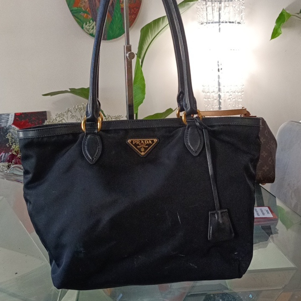 Prada medium black nylon tote